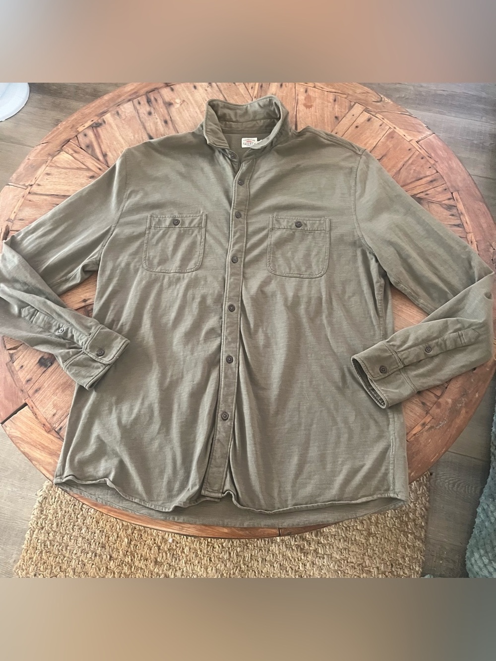 FAHERTY NWOT L/ Shirt Men’s 2XL 2 Pocket Organic Cotton Olive Green 50” L34.5”